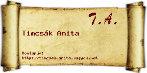 Timcsák Anita névjegykártya